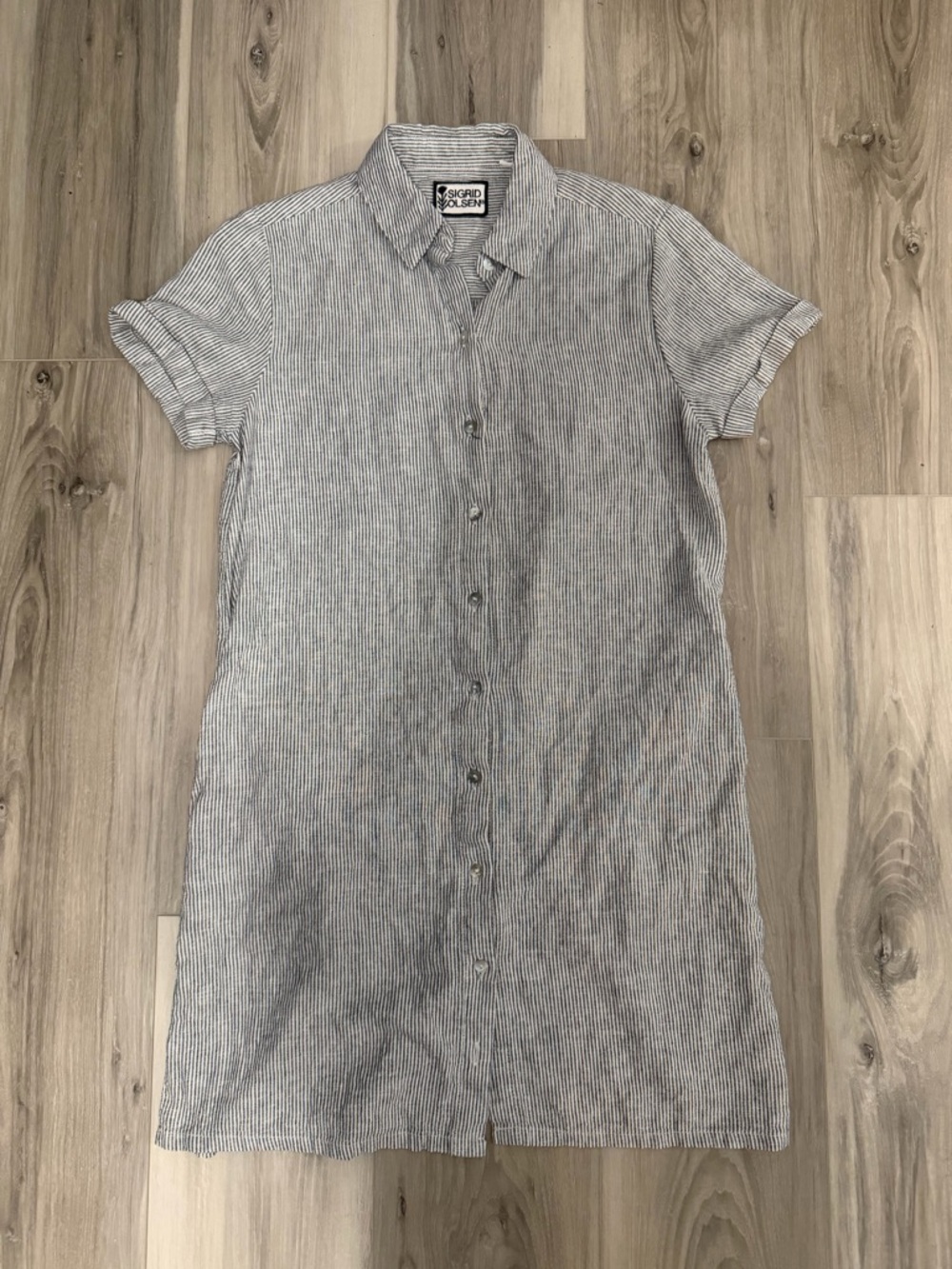 Sigrid Olsen Narrow Black & White Striped Collared dress